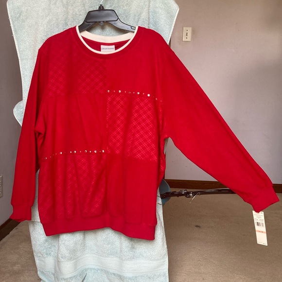 Alfred Dunner pullover red top with bling accents size 2X - Picture 3 of 17